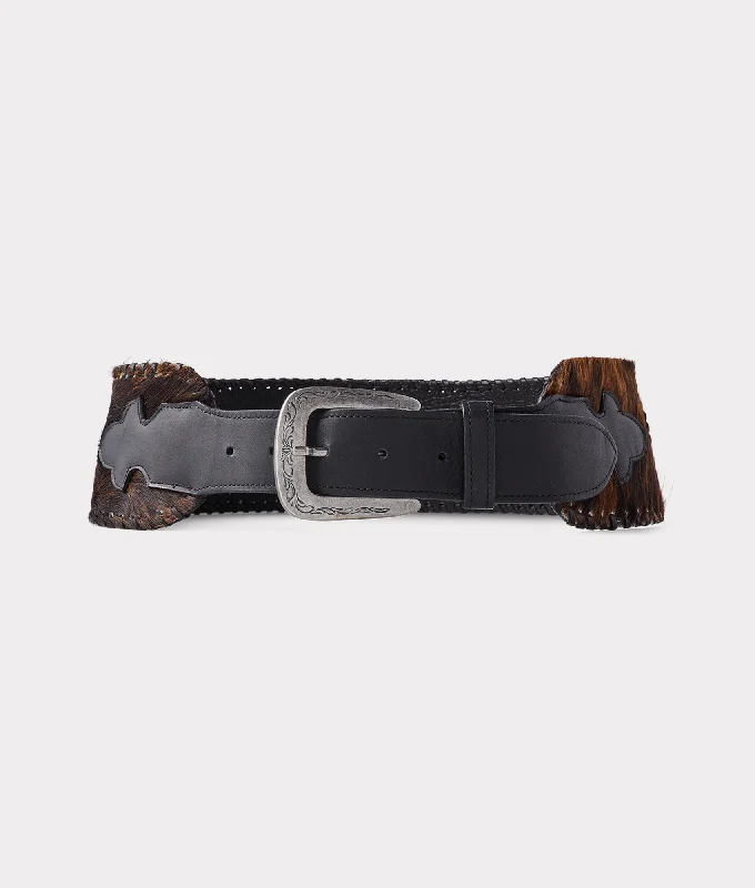 Minimalist white suede buckle-Statement Brindle Belt :: Brindle