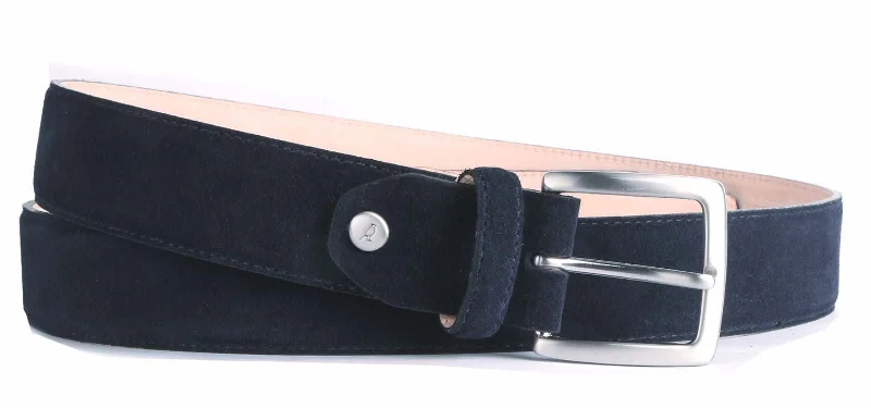 Modern matte silver belt-Suede Belt Navy Blue