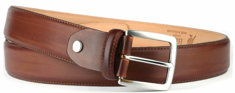 Contemporary woven nylon belt-Leather Belt Tan