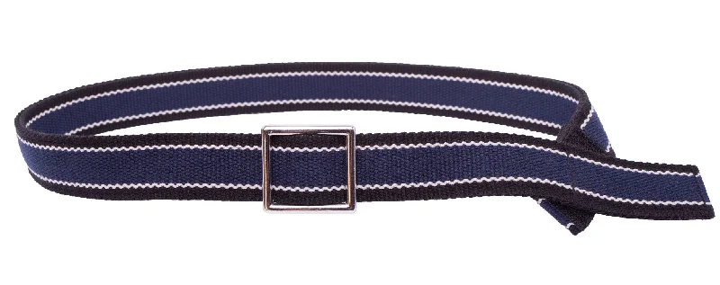 Vintage cotton military belt-MYSELF BELTS -  Adult Easy Velcro Unisex Belt with Faux Buckle - NAVY with Black Webbing