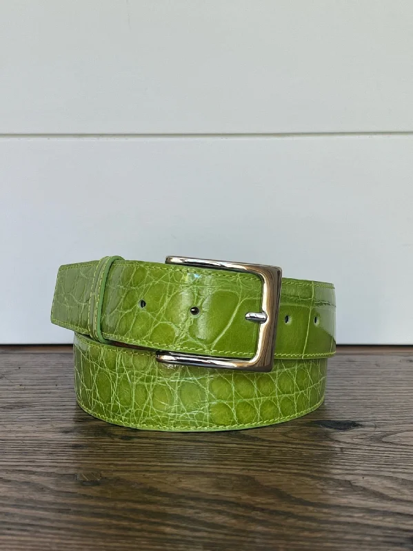 Handmade suede brown belt-Full Skin Belt, Apple Green