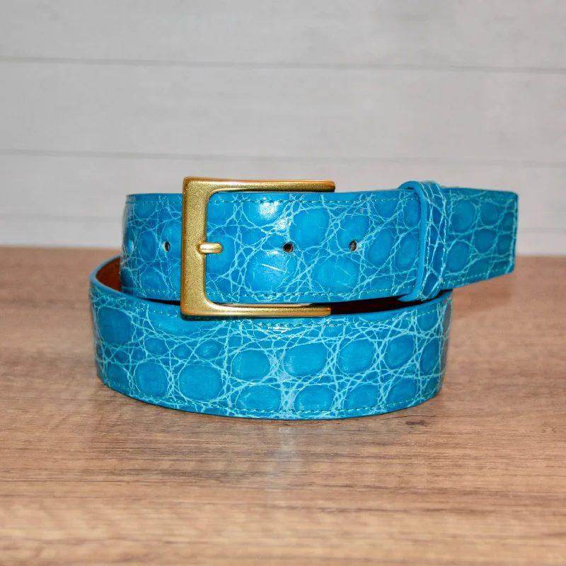 Slim patent leather belt-Full Skin Belt, Aqua