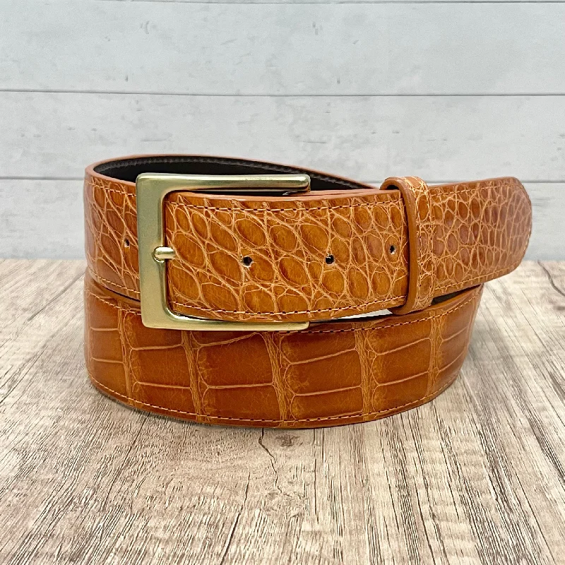 Elegant gold buckle belt-Full Skin Belt, Honey Glazed