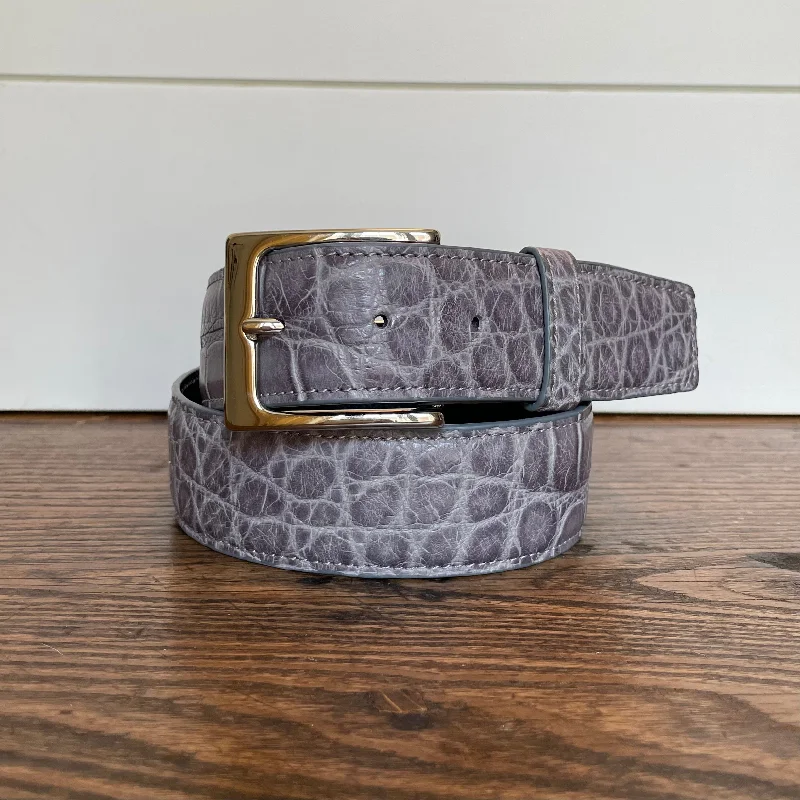 Wide genuine leather belt-Full Skin Belt, Grey Matte