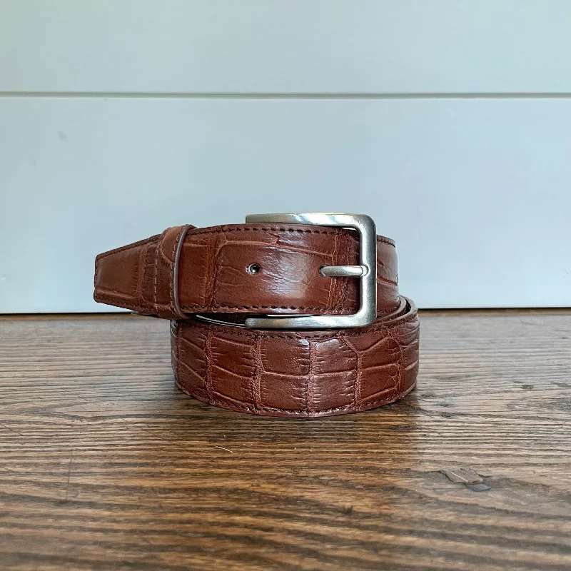 Contemporary woven leather buckle-Full Skin Belt, Medium Matte Brown