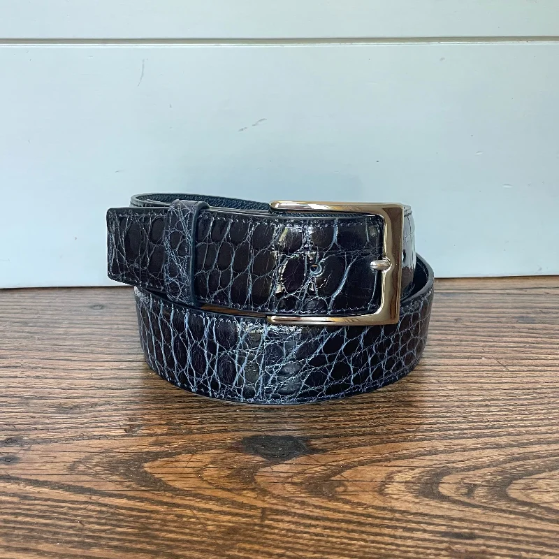 Wide suede floral belt-Full Skin Belt, Midnight Navy