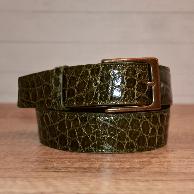 Minimalist gray nylon belt-Full Skin Belt, Olive Glazed