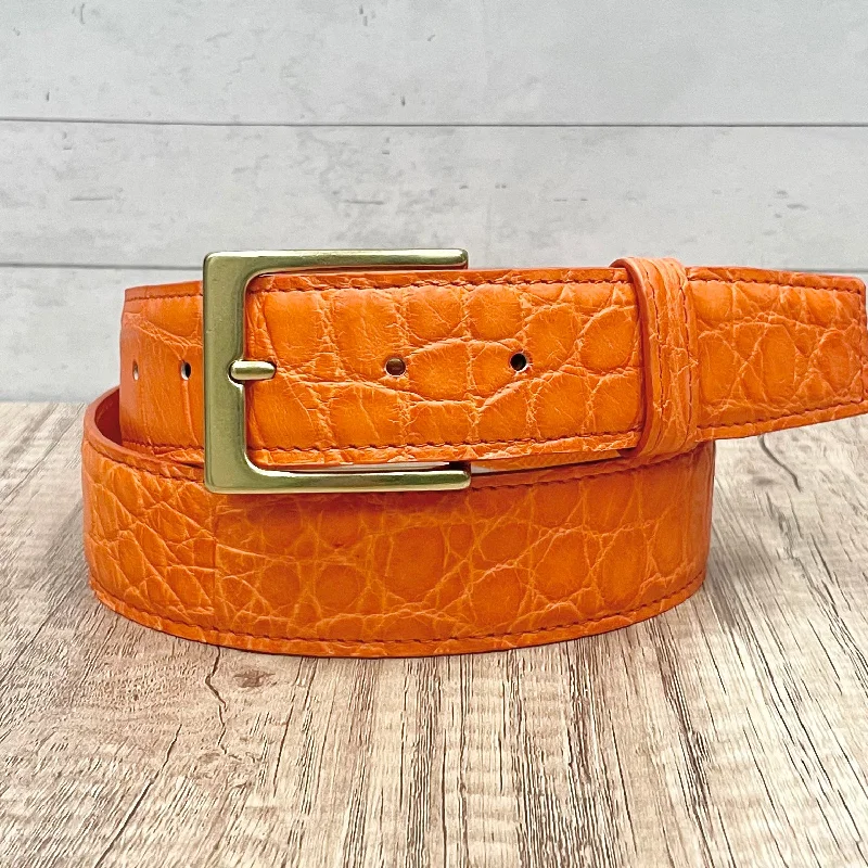 Slim canvas striped belt-Full Skin Belt, Orange Matte