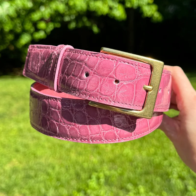 Rustic brown suede belt-Full Skin Belt, Pink Glazed