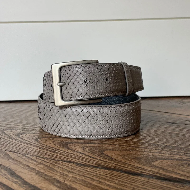 Modern stainless steel buckle belt-Full Skin Belt, Storm Front Matte Python