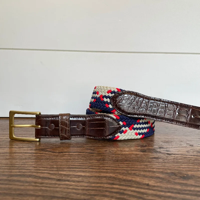 Handmade suede studded belt-The Stretch Belt, Red, Tan & Navy