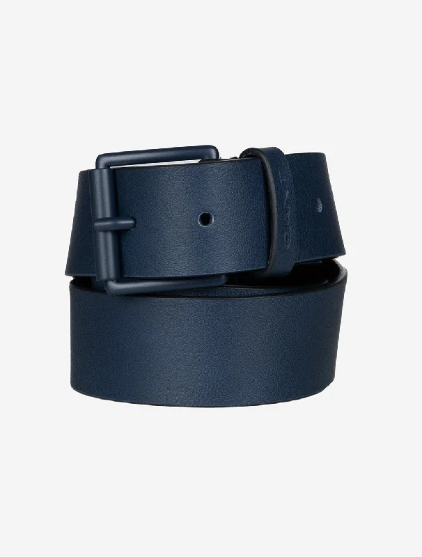 Minimalist gray fabric buckle-Tonal Buckle Leather Belt Dusty Blue Sea