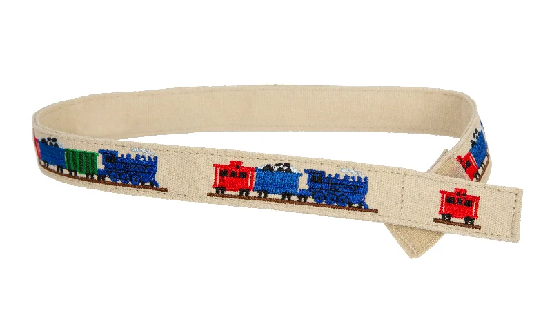 Slim leather snakeskin belt-MYSELF BELTS - Train Print Easy Velcro Belt For Toddlers/Kids