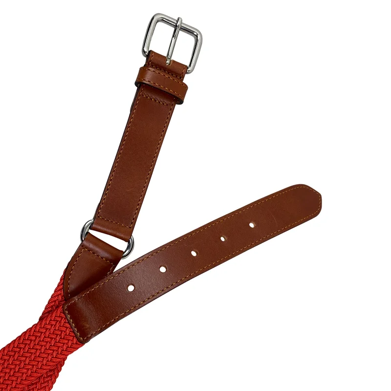 Handmade leather tooled belt-Vestrum 'Colonia' Elastic Belt in Orange/Hazelnut - 70 cm (27") Children"s S/M