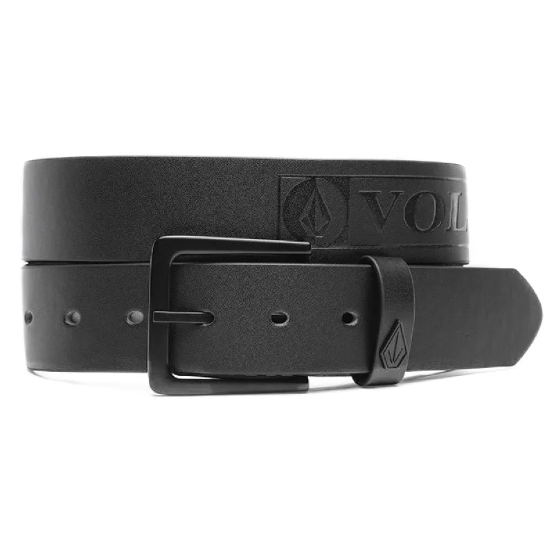 Rustic tan nylon belt-Volcom Stone Bar Pu Belt - Black