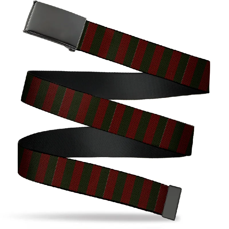 Handcrafted suede floral belt-Web Belt Blank Black Buckle - A Nightmare on Elm Street Freddy Krueger Sweater Stripe Reds/Greens Webbing