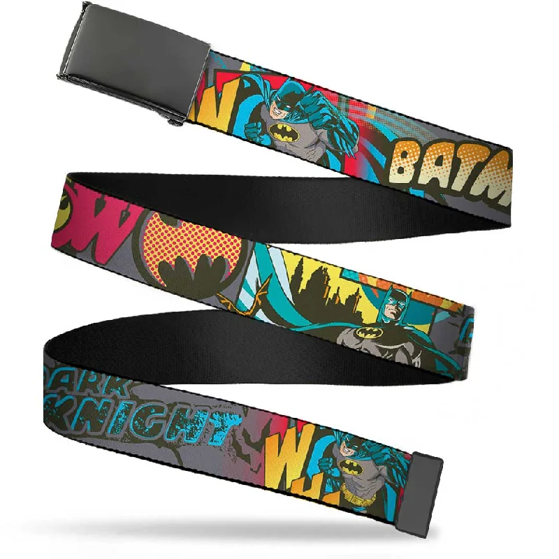 Slim canvas snakeskin belt-Web Belt Blank Black Buckle - Batman Dark Knight Webbing