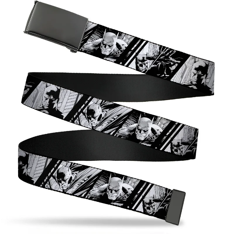 Slim leather studded belt-Web Belt Blank Black Buckle - Batman Hush Pose Sketches Black/White Webbing