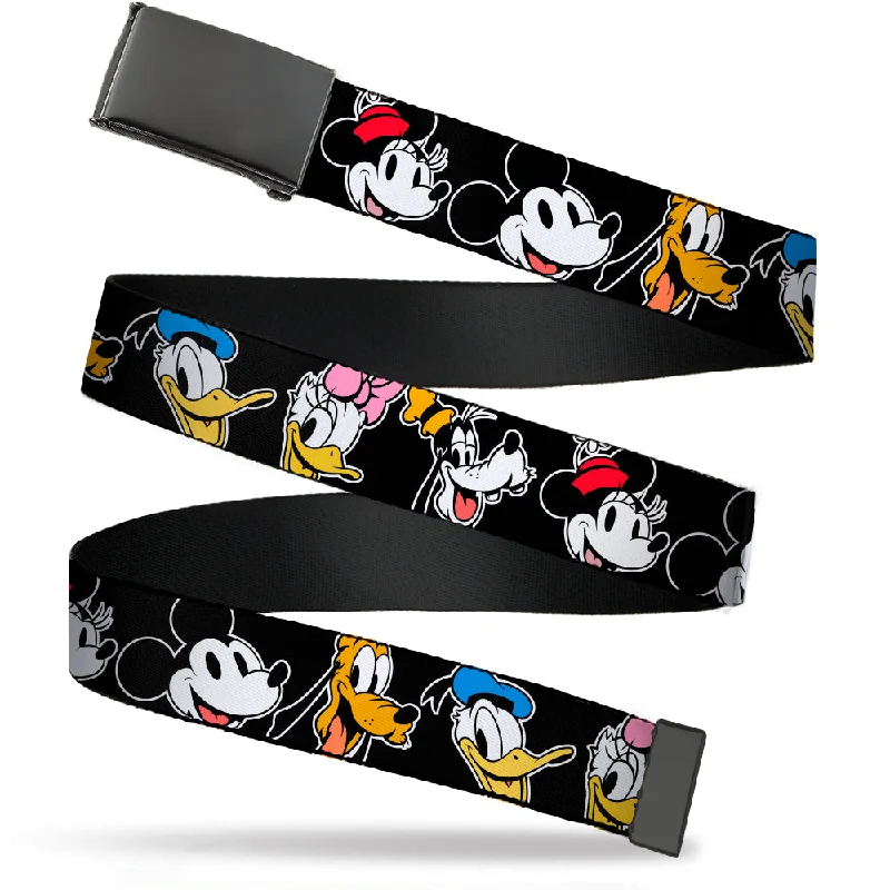 Elegant patent red belt-Web Belt Blank Black Buckle - Disney The Sensational Six Smiling Faces Black Webbing