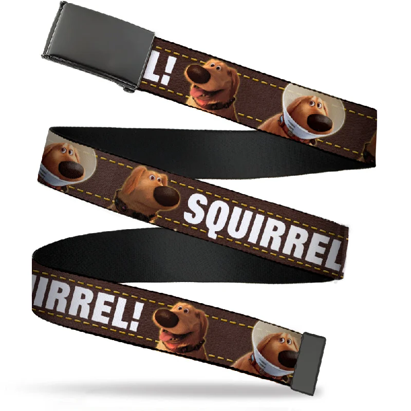 Minimalist black fabric belt-Web Belt Blank Black Buckle - Dug 3-Poses/SQUIRREL! Brown/Yellow/White Webbing