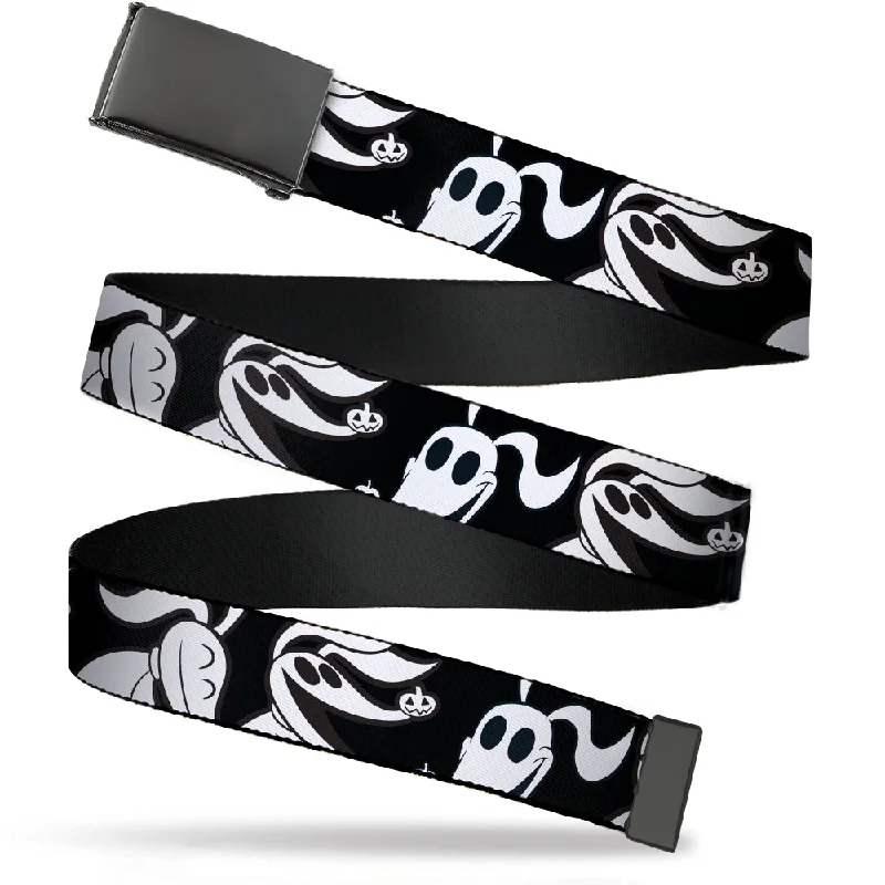 Modern matte silver belt-Web Belt Blank Black Buckle - Nightmare Before Christmas Zero Expressions Black/White Webbing