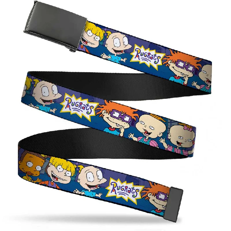 Elegant gold buckle belt-Web Belt Blank Black Buckle - RUGRATS Group Pose Webbing