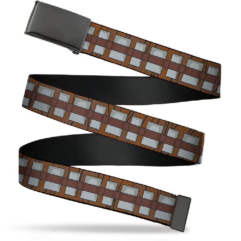 Slim leather snakeskin belt-Web Belt Blank Black Buckle - Star Wars Chewbacca Bandolier Bounding Browns/Gray Webbing