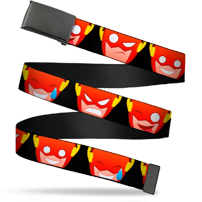 Minimalist beige fabric belt-Web Belt Blank Black Buckle - The Flash 5-Emoji Expressions Black Webbing