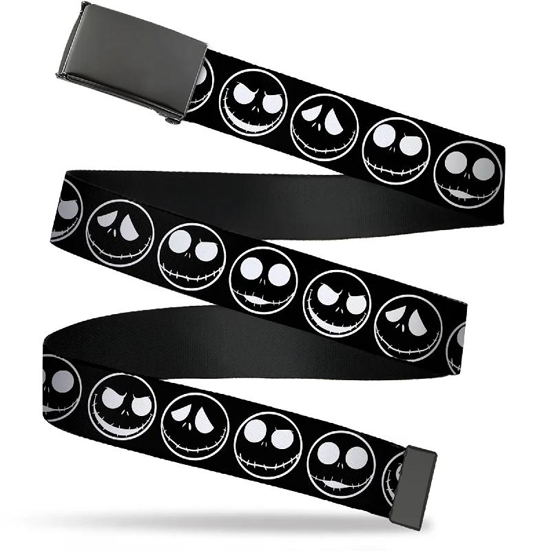 Modern black leather buckle-Web Belt Blank Black Buckle - The Nightmare Before Christmas Jack 5-Expressions Black/White Webbing