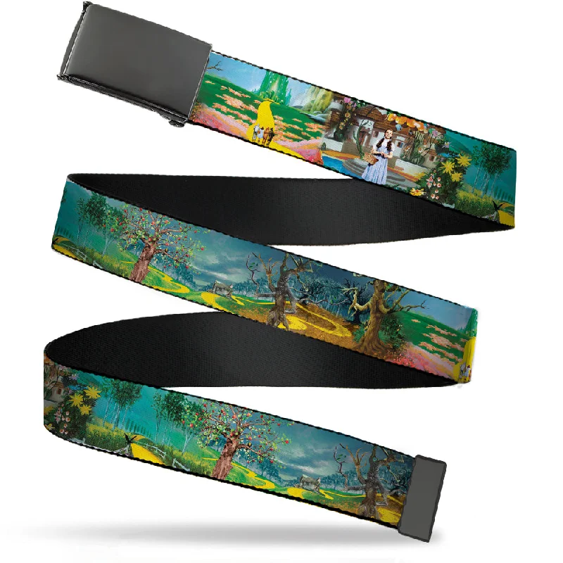 Elegant navy suede buckle-Web Belt Blank Black Buckle - The Wizard of Oz Yellow Brick Road Scenes Webbing