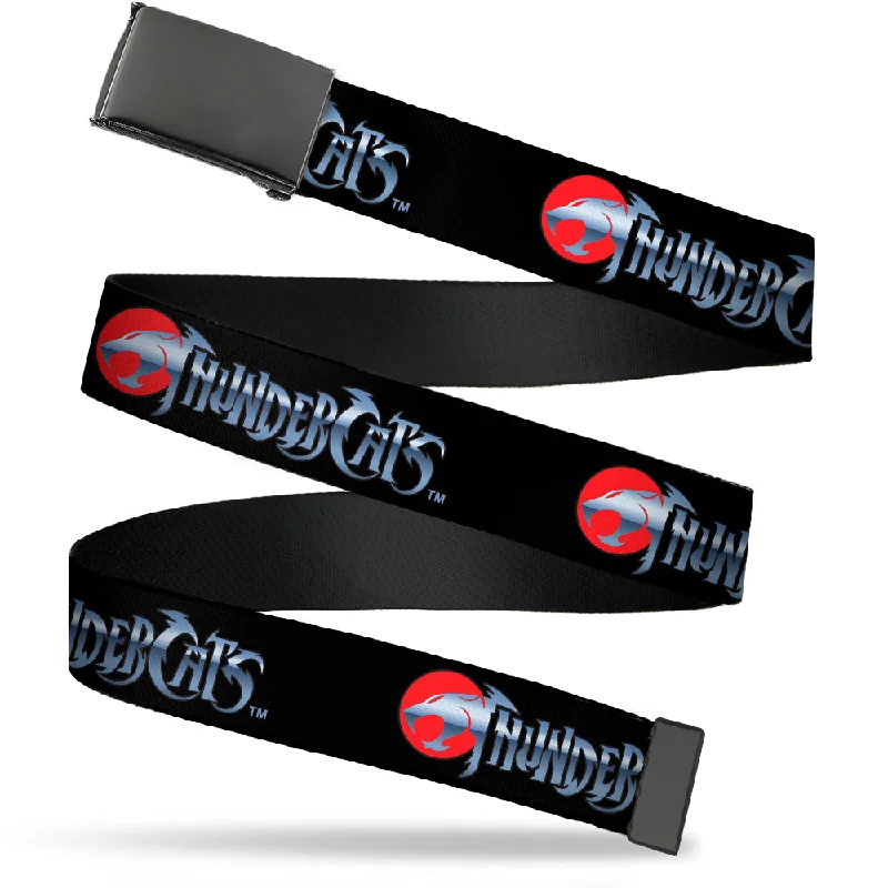 Elegant red fabric buckle-Web Belt Blank Black Buckle - THUNDERCATS Classic Series Logo Black/Red/Silver Webbing