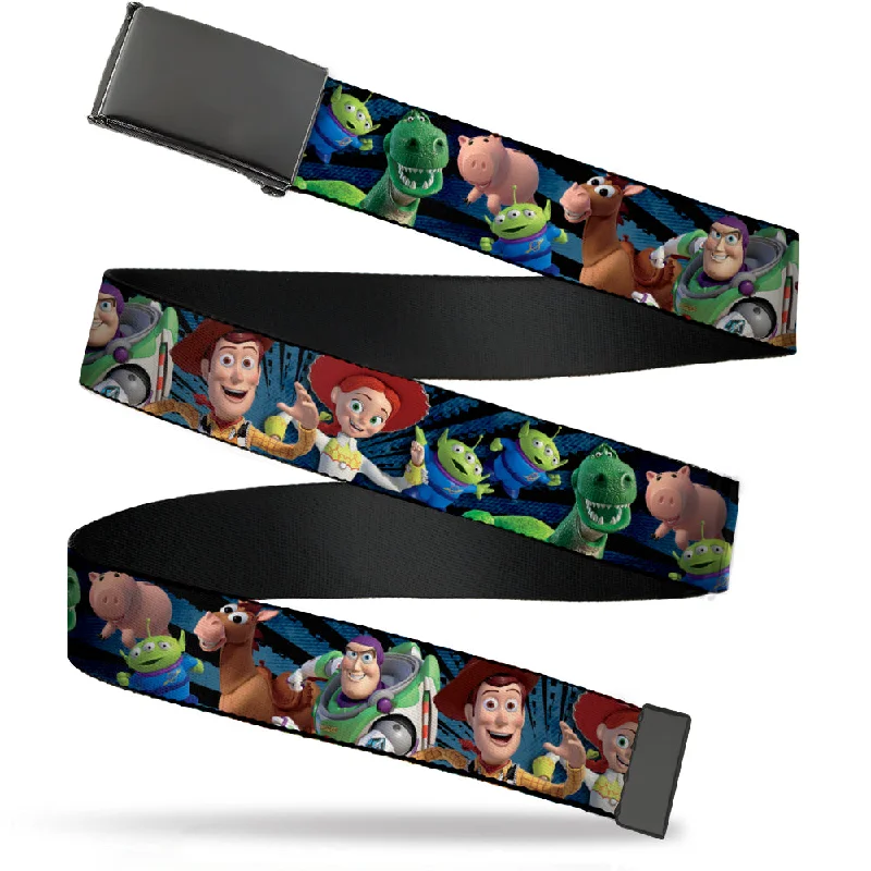 Handmade corduroy floral belt-Web Belt Blank Black Buckle - Toy Story Characters Running2 Denim Rays Webbing