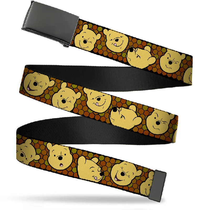 Wide suede studded belt-Web Belt Blank Black Buckle - Winnie the Pooh Expressions/Honeycomb Black/Browns Webbing