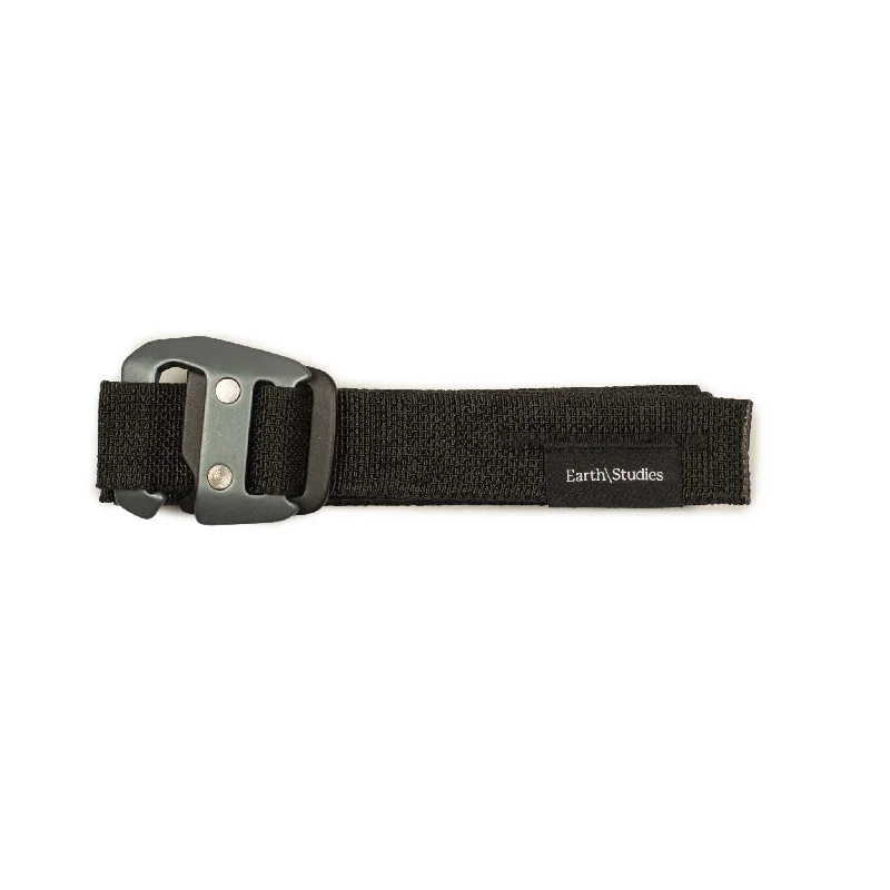 Handcrafted corduroy floral belt-Webbing belt in carbon black nylon (restock)