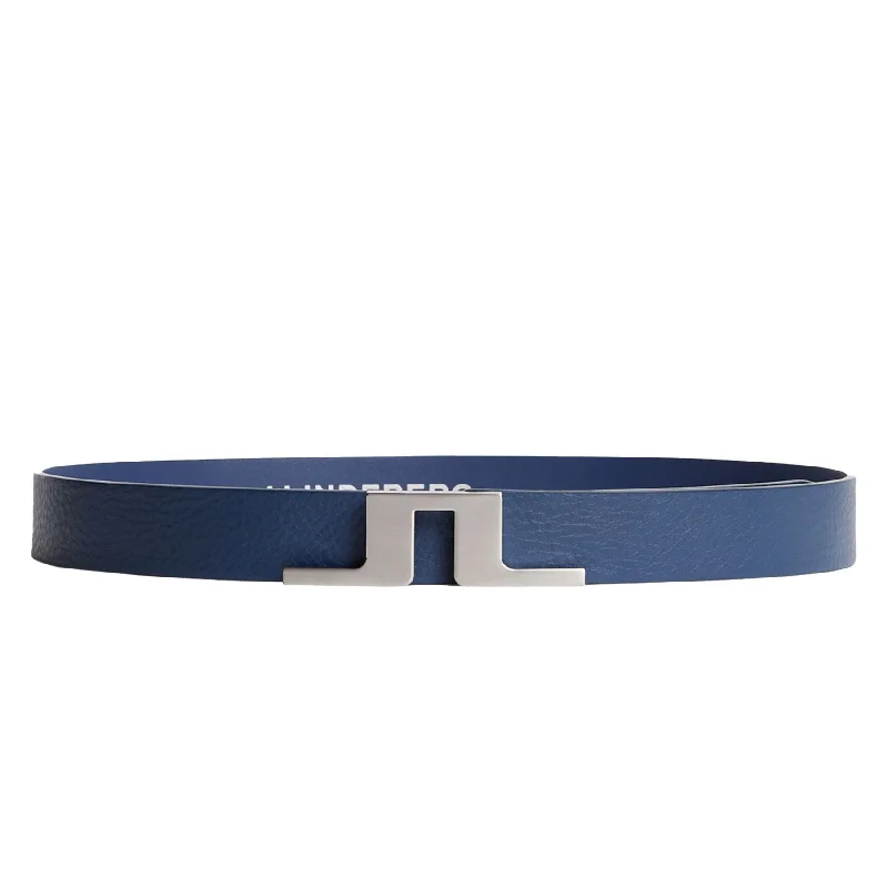 Minimalist gray leather belt-Womens Betsy Leather Belt Estate Blue - SU24