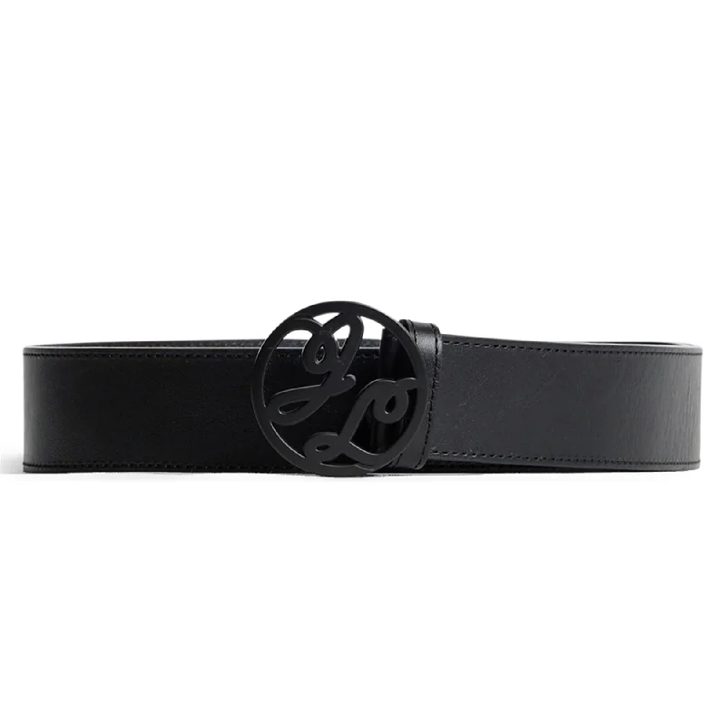 Elegant patent red belt-Womens Brynn Leather Grain Belt Black - AW24