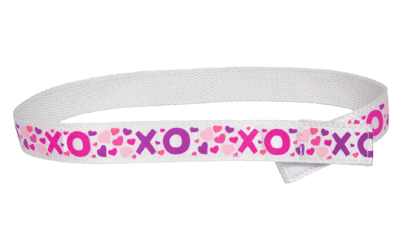 Elegant gold leather belt-MYSELF BELTS - 'Xo' Pink Print Easy Velcro Belt For Toddlers/Kids