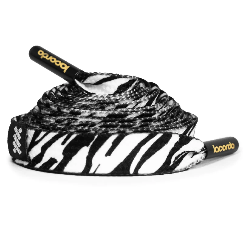 Contemporary elastic nylon belt-Zebra Print Shoelace Belt